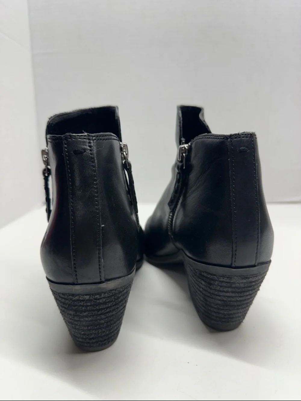 Frye Judith Ankle Boots Booties Block High Heeled Double Zip Up Black Size 7